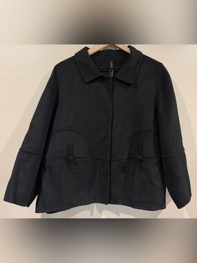 Women’s Black 100% Wool Blend Collar Jacket Double Sided Wool Coat Med/Large